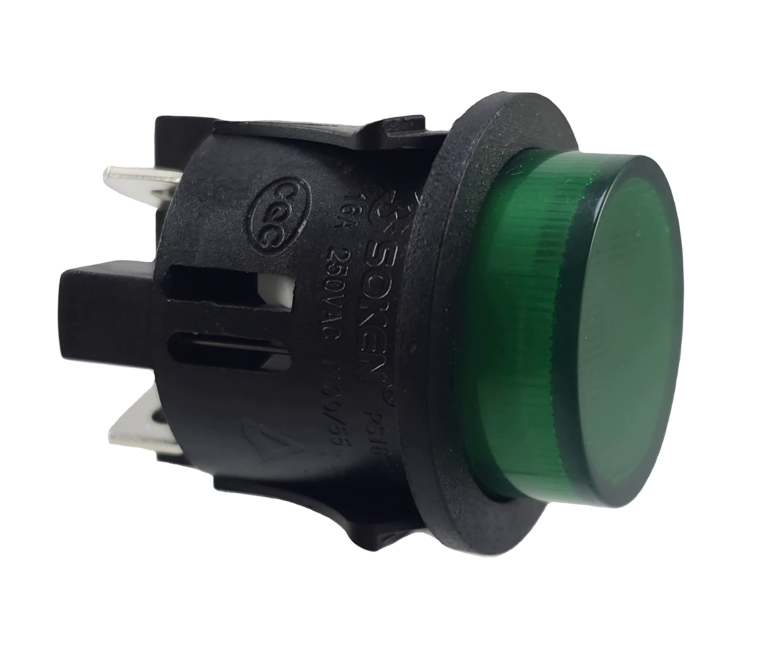 Interruttore luminoso verde da incasso bipolare 16a - 4 faston mm6,3