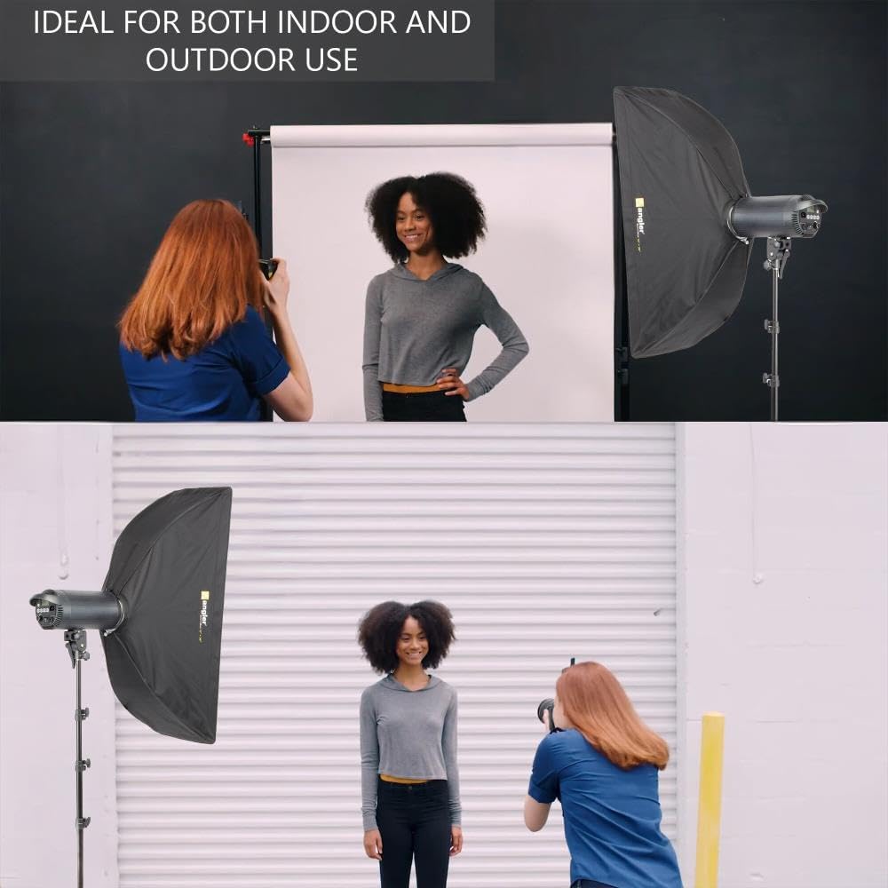 Angler Boombox Strip Softbox (12 x 36 in) w/Bowens Mount – Versatile Lighting Solution for Monolights, Strobes, and LEDs – Features Silver Interior, Deflector Plate, Removable Diffuser, Optional Grid