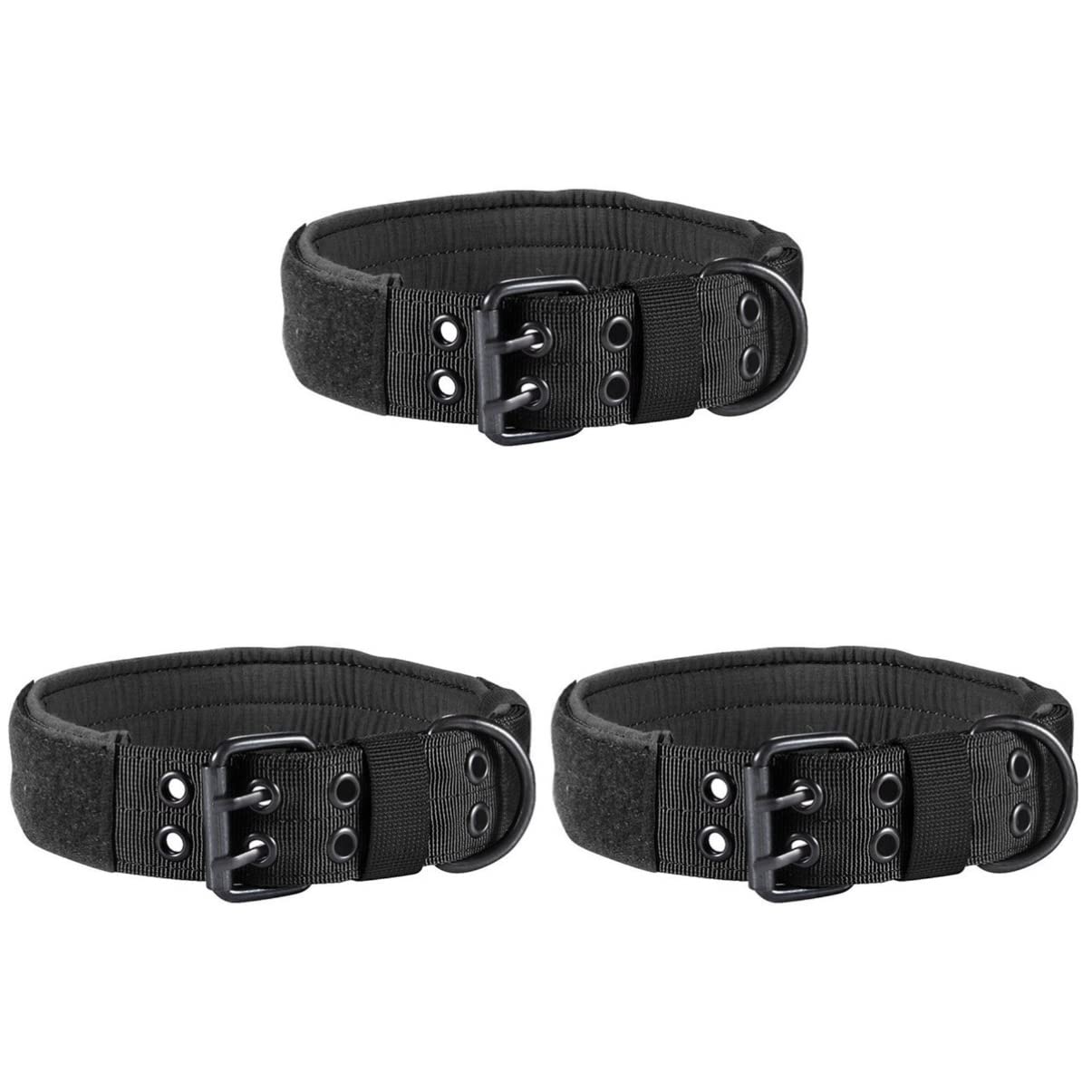POPETPOP 3 Pezzi Collare per Cani in Nylon con Fibbia in Metallo Resistente per Cani di Piccola E Taglia Nero con Attacco per Targhetta Identificativa