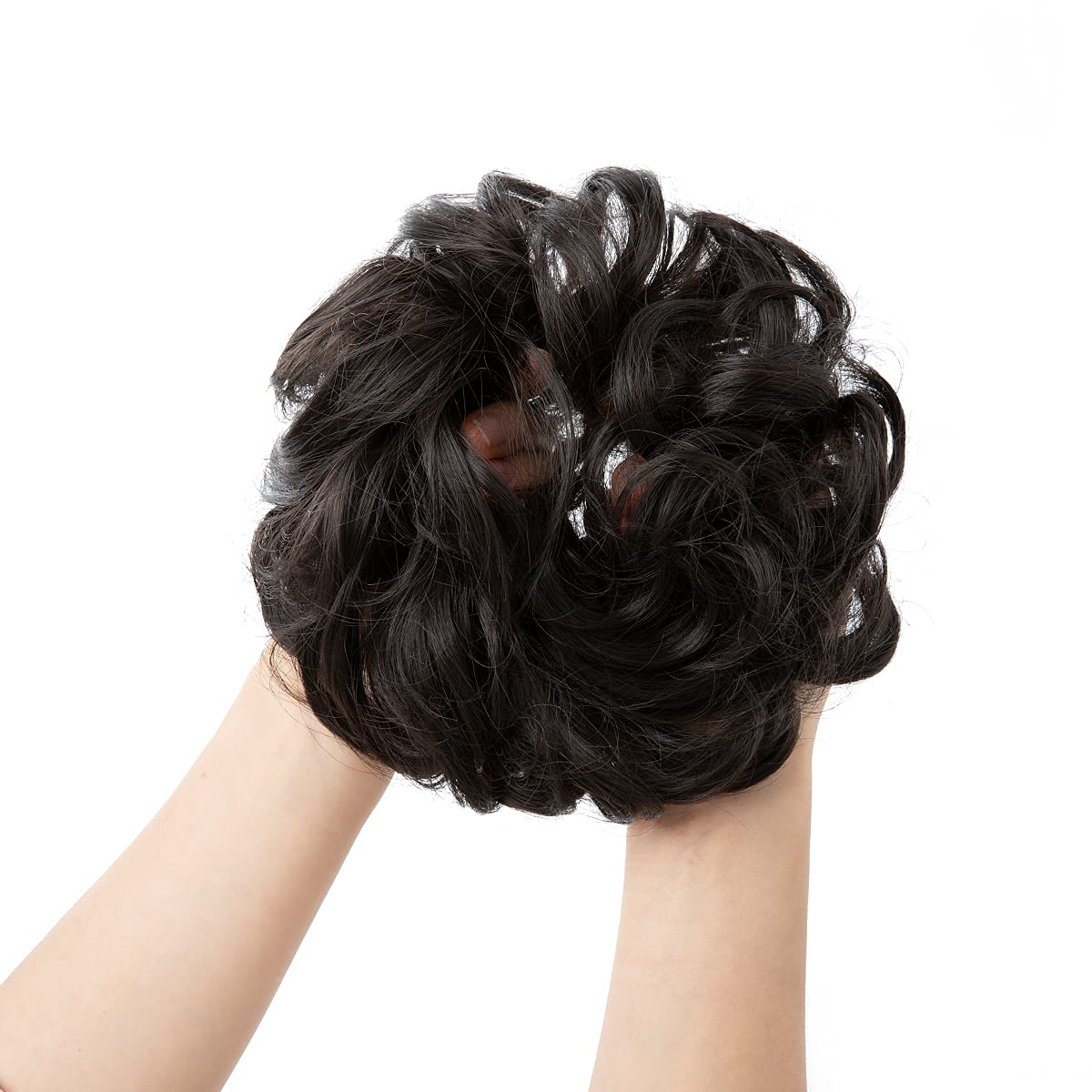 SARLA Messy Bun Hair Piece for Womens Synthetic Scrunchies Buns Extension Hairpieces Updo Pony Tail Off Black - Image 4
