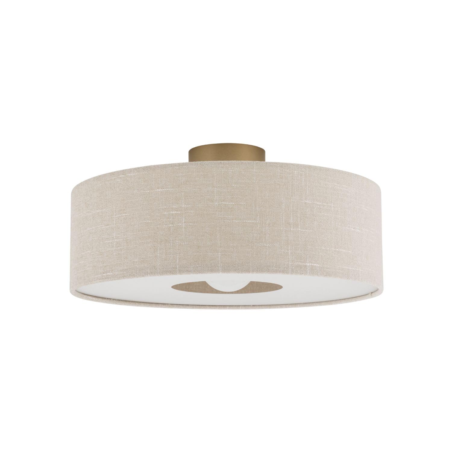 Licht-Erlebnisse Deckenleuchte Stahl Stoff Gold Creme Modern Wohnzimmer Schlafzimmer E27 rund gemütlich B:50 cm Deckenlampe Stoffschirm