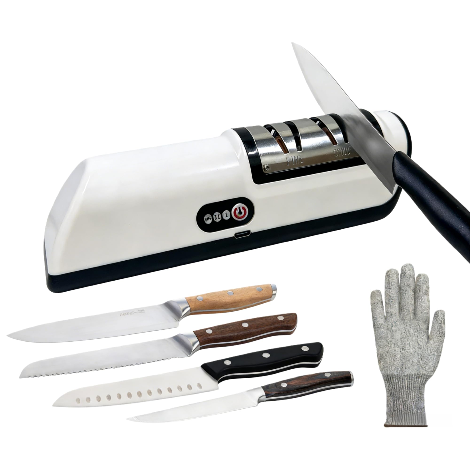 Electric Knife Sharpener 2-Speed USB Rechargeable Cordless kitchen knife sharpener Sharpens Kitchen Knives Chef Knives Scissors with Non-Slip