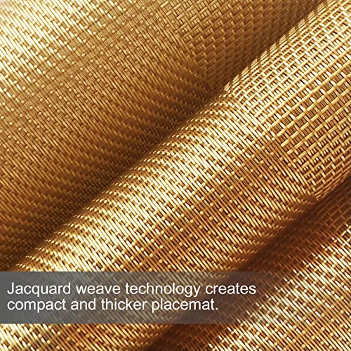 Placemats Set Of 6, Table Placemats, Heat Resistant Woven Placemats,Washable Pvc Place Mats, Woven Vinyl Placemats, Non-Slip Stain Resistant Kitchen Table Placemats Easy To Clean (Gold) #TOP6