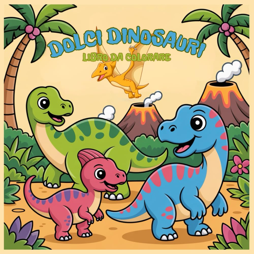 Dolci Dinosauri: Simpatici Dinosauri, Disegni Semplici e Divertenti, Creatività, Fantasia e Apprendimento Per Tutte le Età