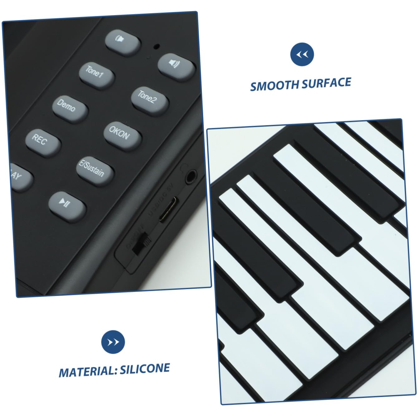 Mikinona Pianoforte Digitale Portatile Tastiera Arrotolabile 61 Tasti in Silicone, Effetto Vibrato e Programmazione, per Ragazzo Ragazza