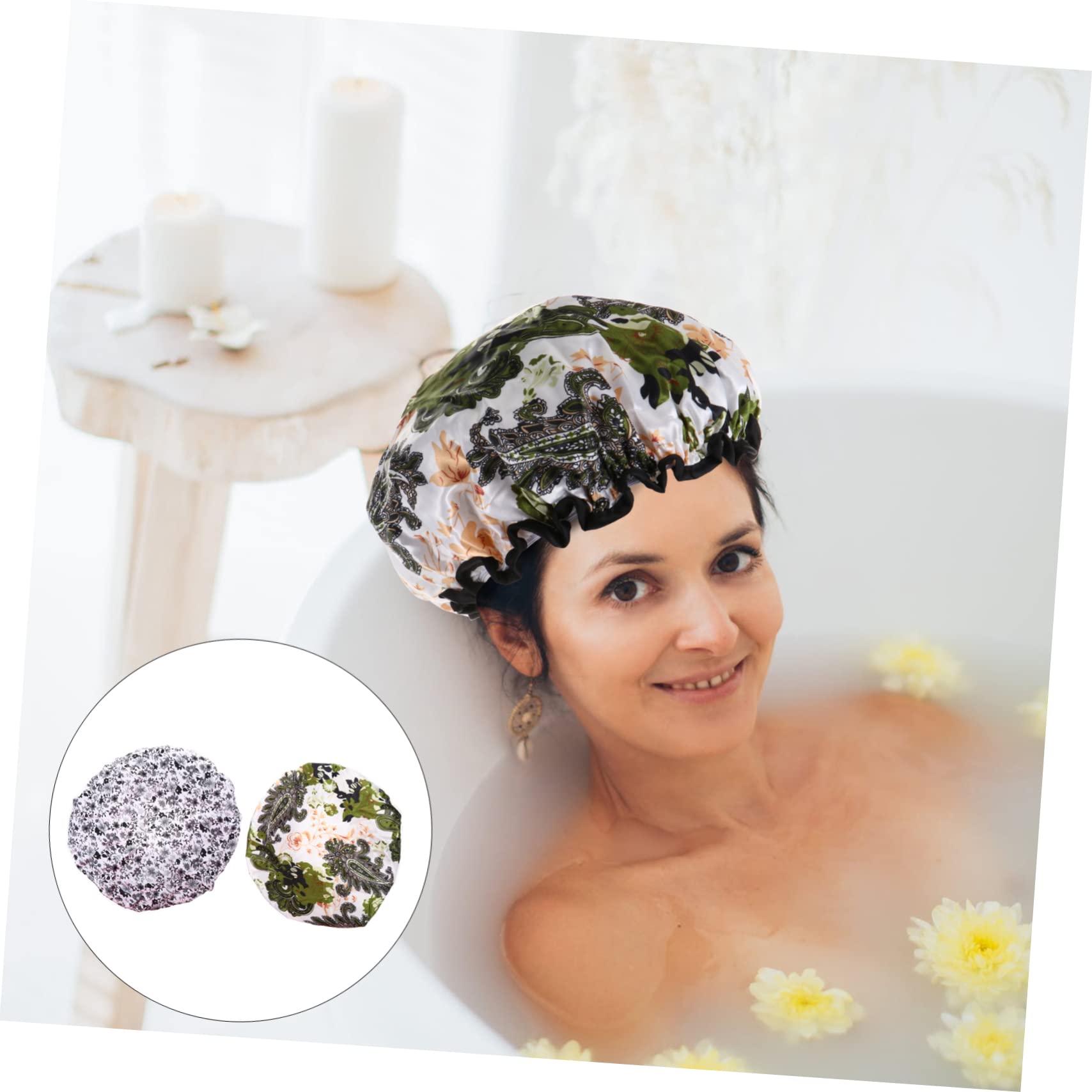 Beaupretty 6piezas Gorro Doble Para Pack De Sombreros Para Mujeres Diseño Impreso Para Cuidado Facial Baños y Limpieza Del Hogar