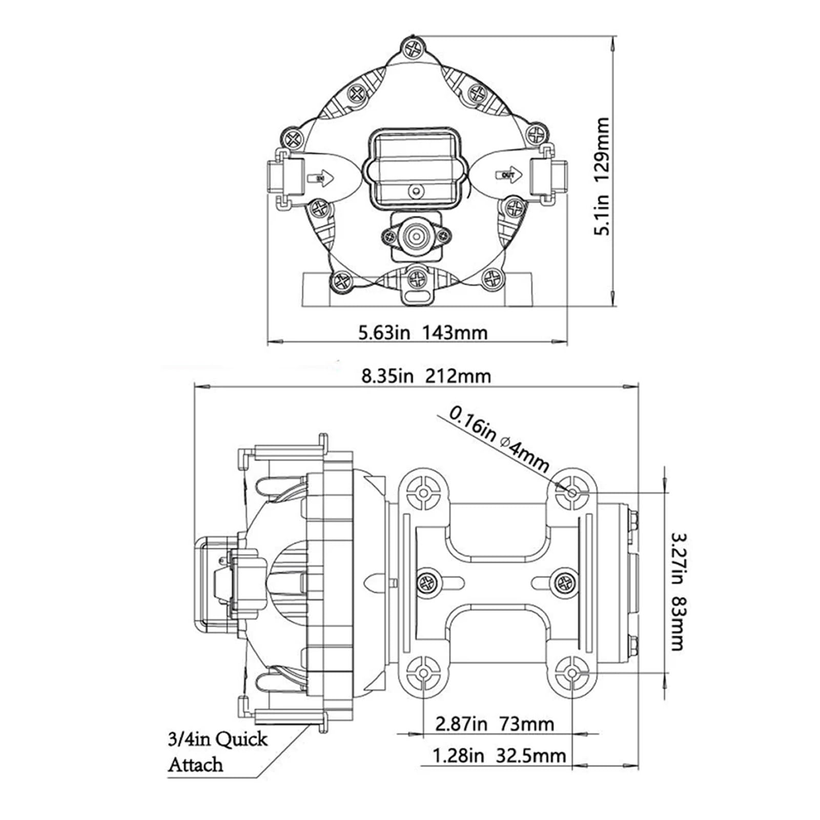 Pompy membranowe Pompa Świeżej Wody Membranowa 60PSI Serii 51 Do Szybkiego Natrysku DC 12 V/24 V(G40-24V)