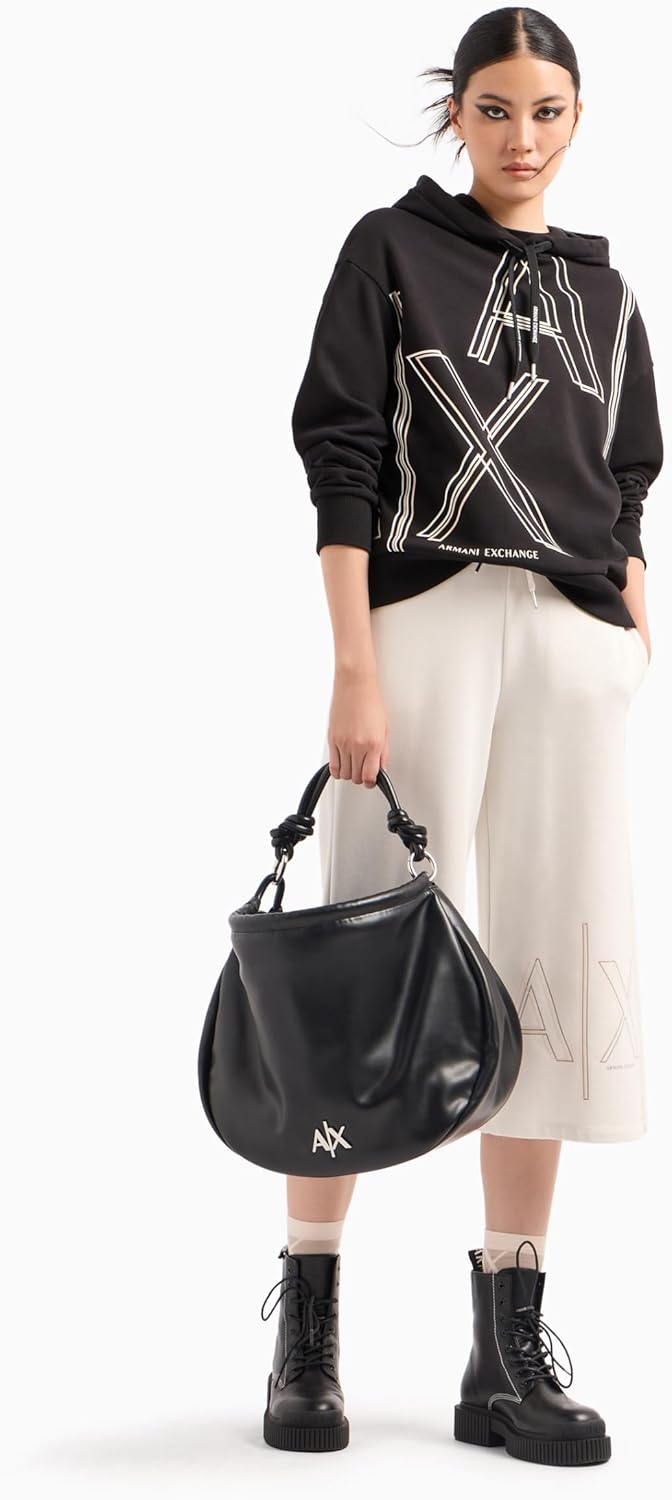 Armani Exchange womens Outline Logo Print Hoodie Sweatshirt - Image 4