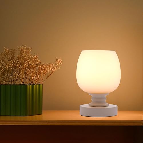 MAINDECO Lámpara de noche, lámparas de mesa con control táctil con 2 puertos USB, lámpara de mesita de noche para dormitorios, salas de estar,