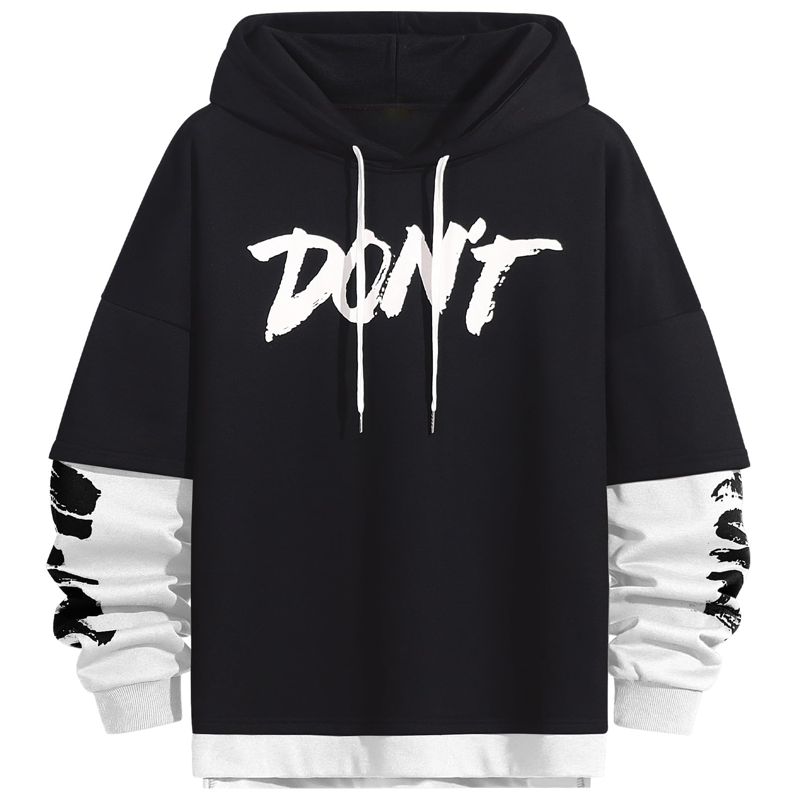 Felpa da Uomo con Cappuccio Stampa Patchwork Sweatshirt | Pullover Uomo Harajuku Stile di Strada Cotone Hoodie