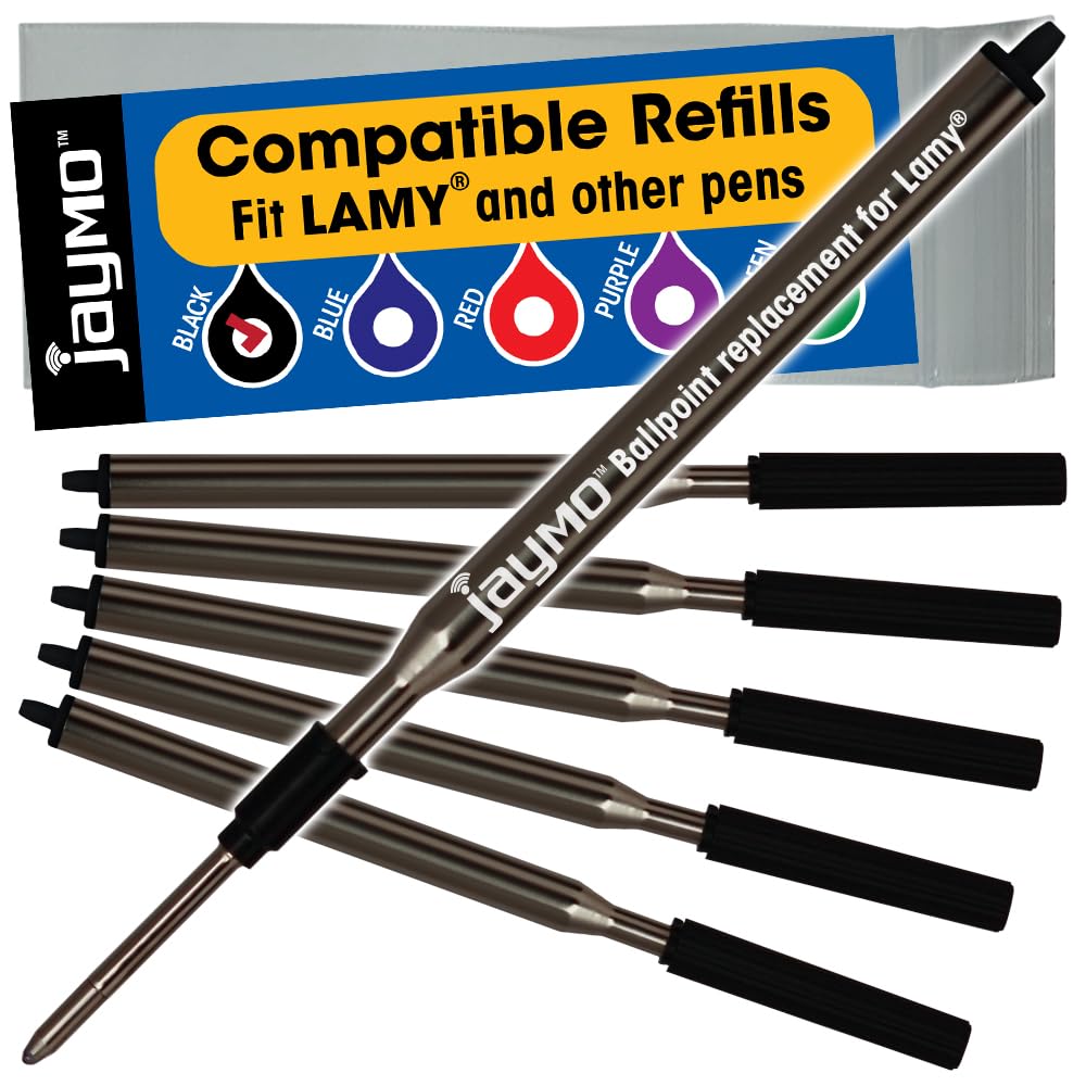 Replacement for Lamy M16 1200150 - Ballpoint Pen Refill - 6 Black