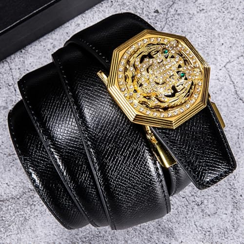 Image of Dubulle Men's Ratchet Belt Gold /Black /Red /Green /Blue /White Automatic Buckle Business Casual Belt Gift - Adjustable Fit