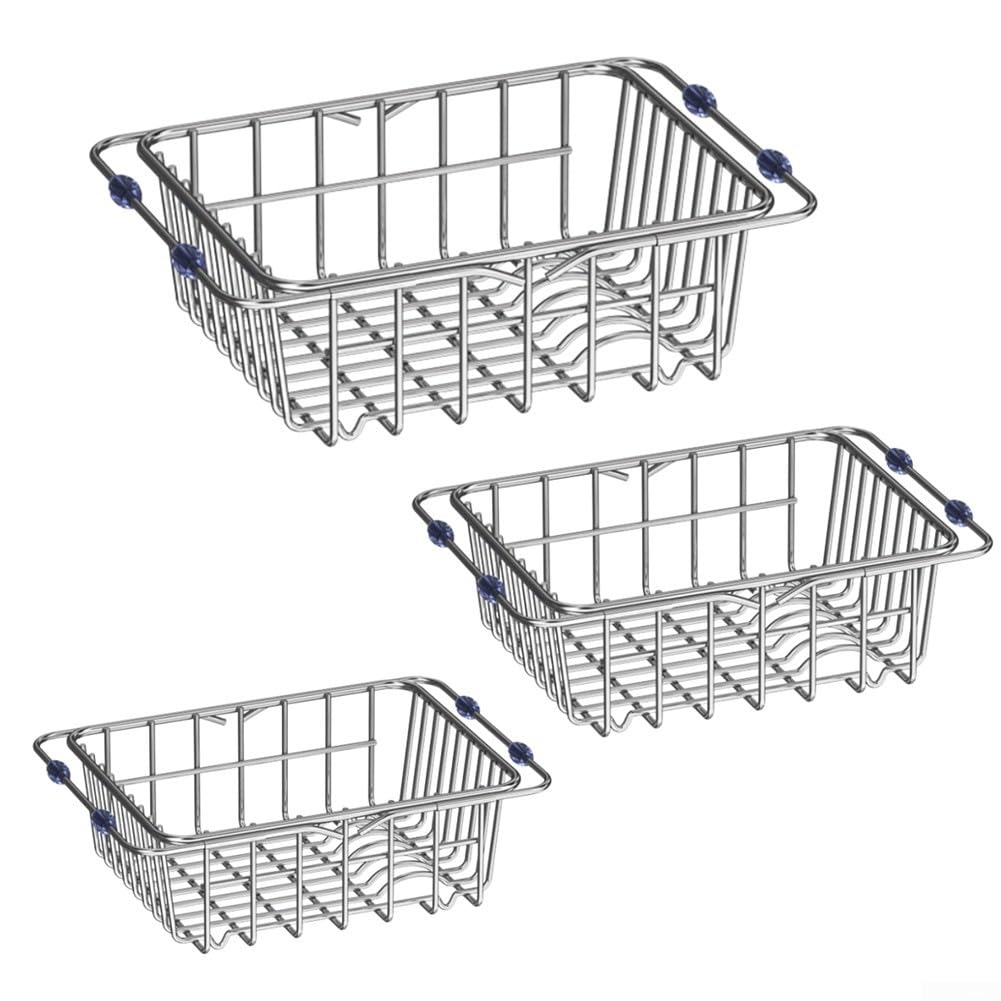 Escurridor de platos ajustable sobre el fregadero, escurridor de acero inoxidable con soporte para cubiertos para cocinas pequeñas, 38-57 cm (34,5 x 25 x 11 cm)