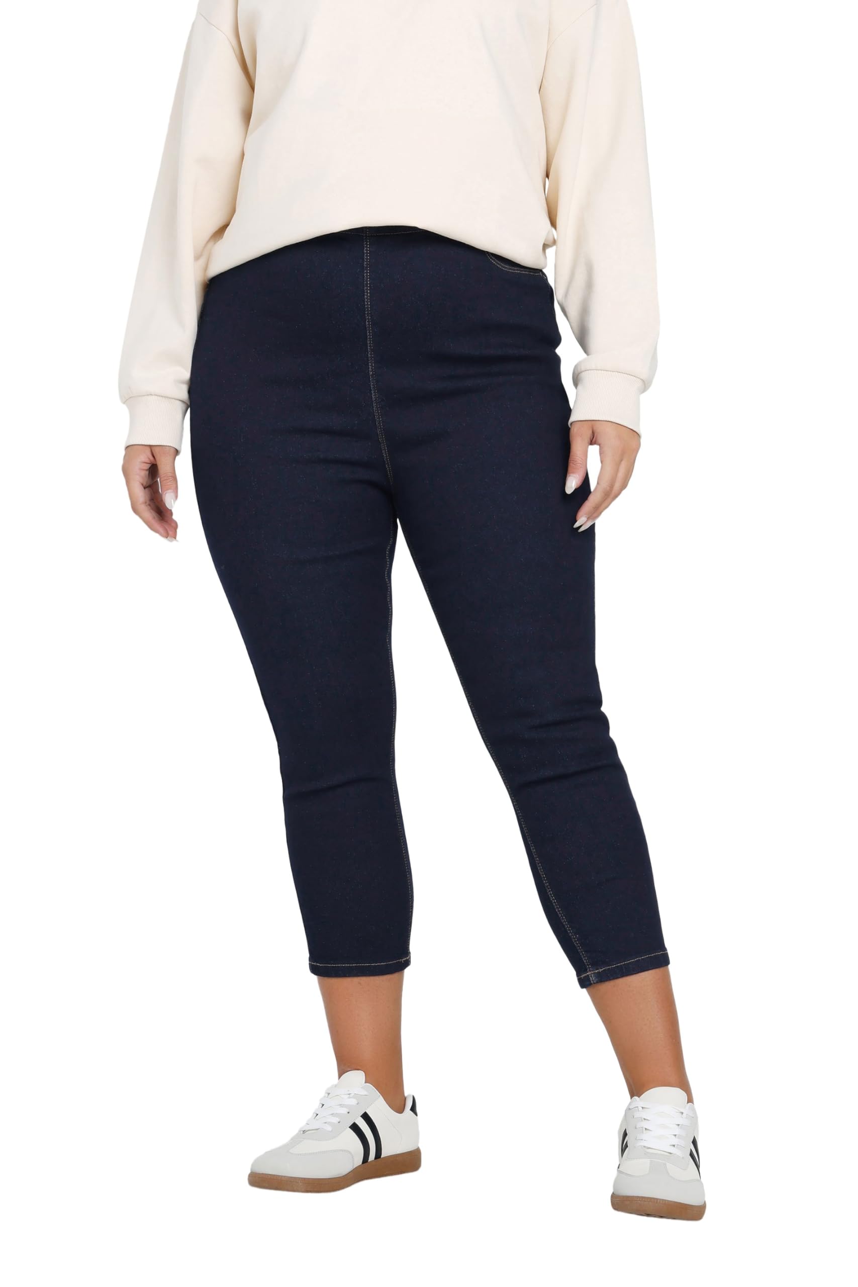 Yours Curve Blue Cropped Stretch Jenny Jeggings - Women's - Plus Size Curve
