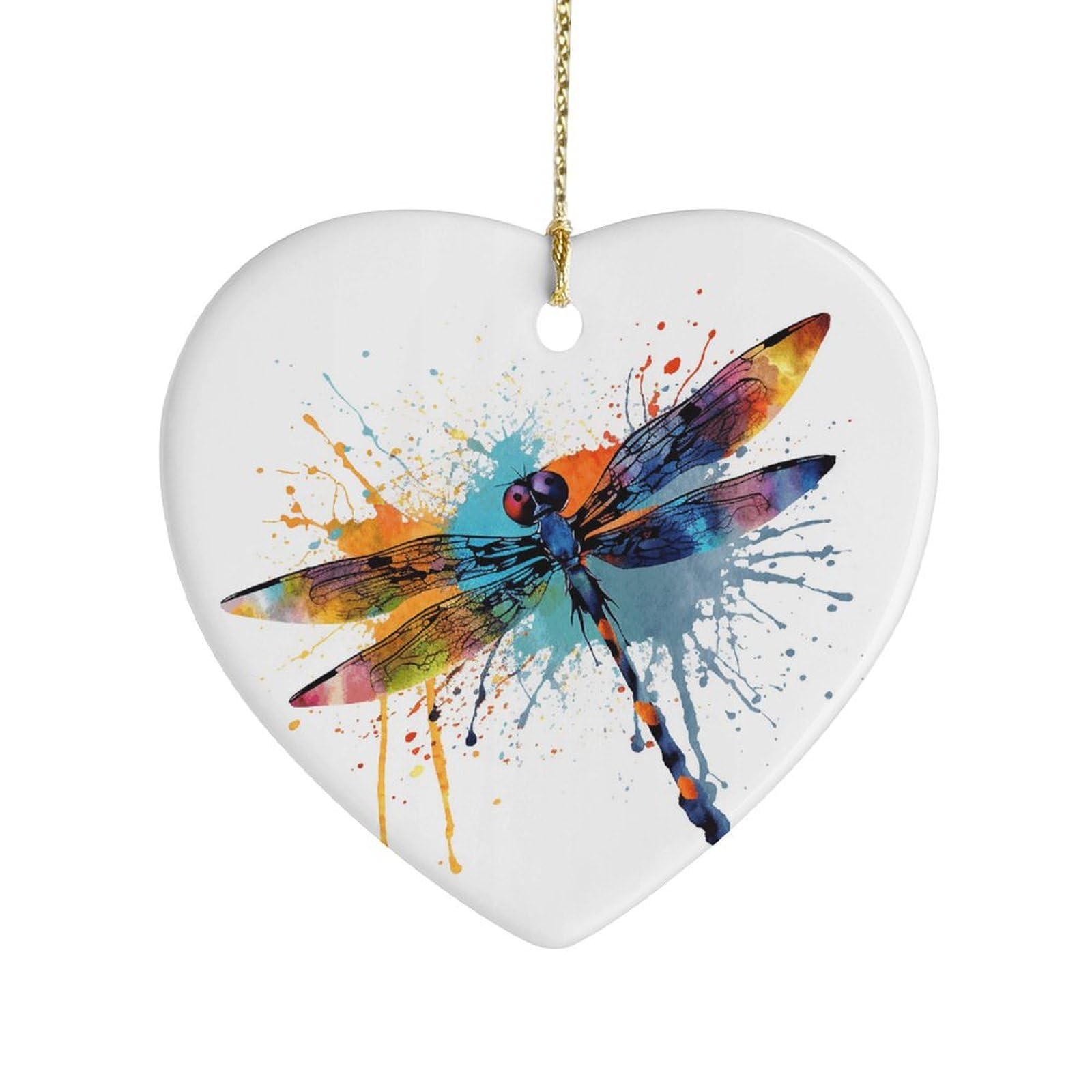 Fekiloot Style Paint Splash Dragonfly Ceramic Ornament Home Decor Keepsake