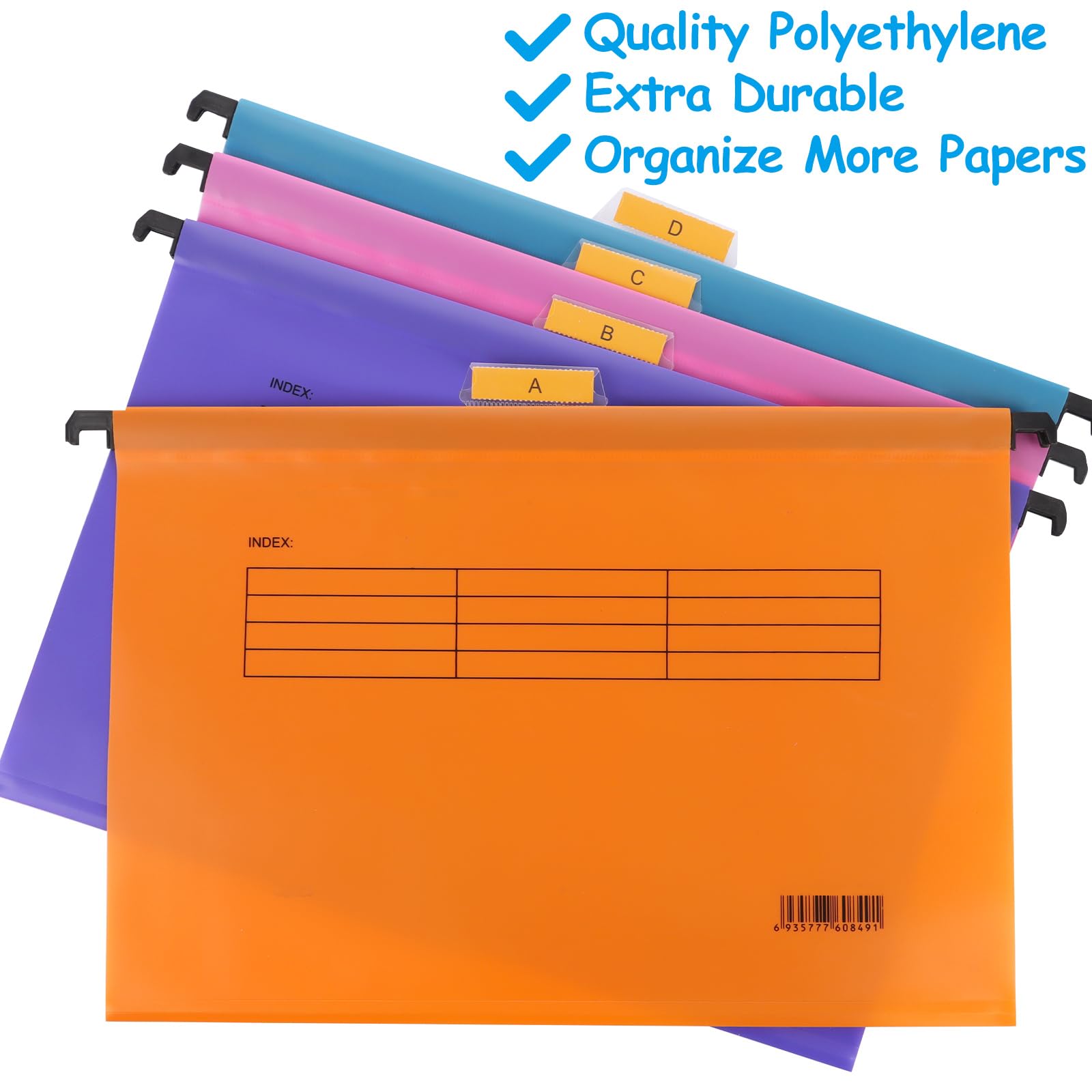 AKOLAFE 16 Pack Filing Cabinet Suspension Files A4 Hevy Duty A4 Filing Cabinet Dividers Foolscap Mixed Colour Hanging Files with Tabs and Inserts for Office, Home and School - Image 3