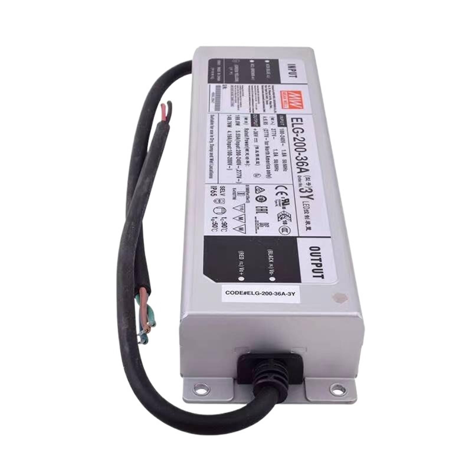 FCARUMIQP ELG-200-36A-3Y 36V5.55A Constant Voltage LED Lighting Driver PFC Function AC-DC Indoor Outdoor IP65