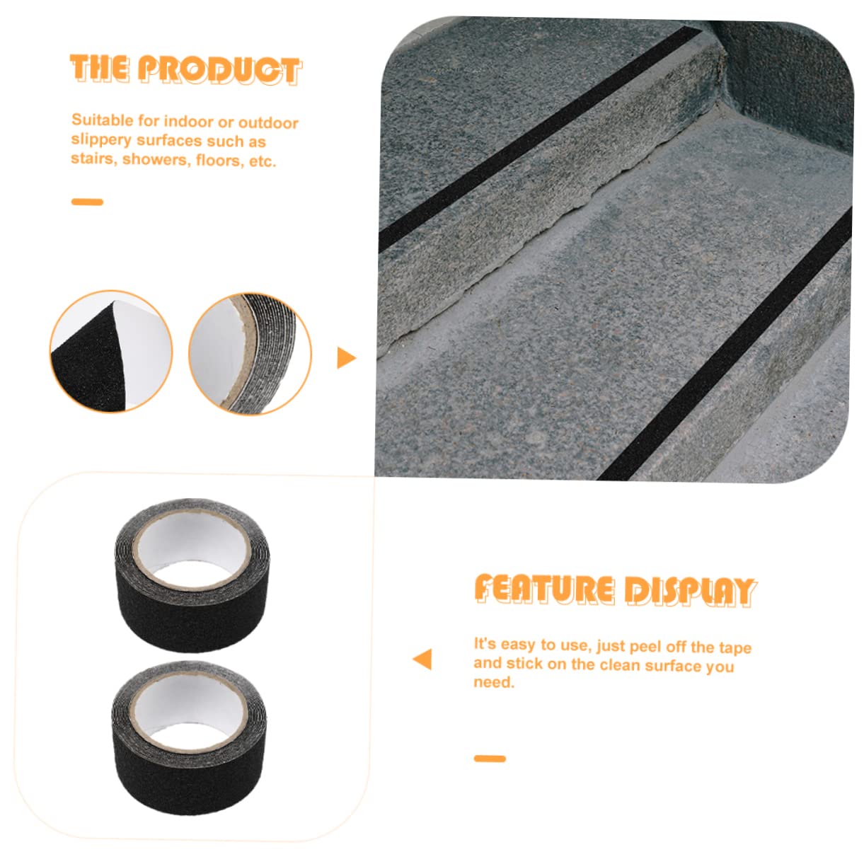 STOBAZA 2 Rolls Anti-Slip Tape Indoor Stair Treads Non-Slip Matte Tape for Outdoor Safety