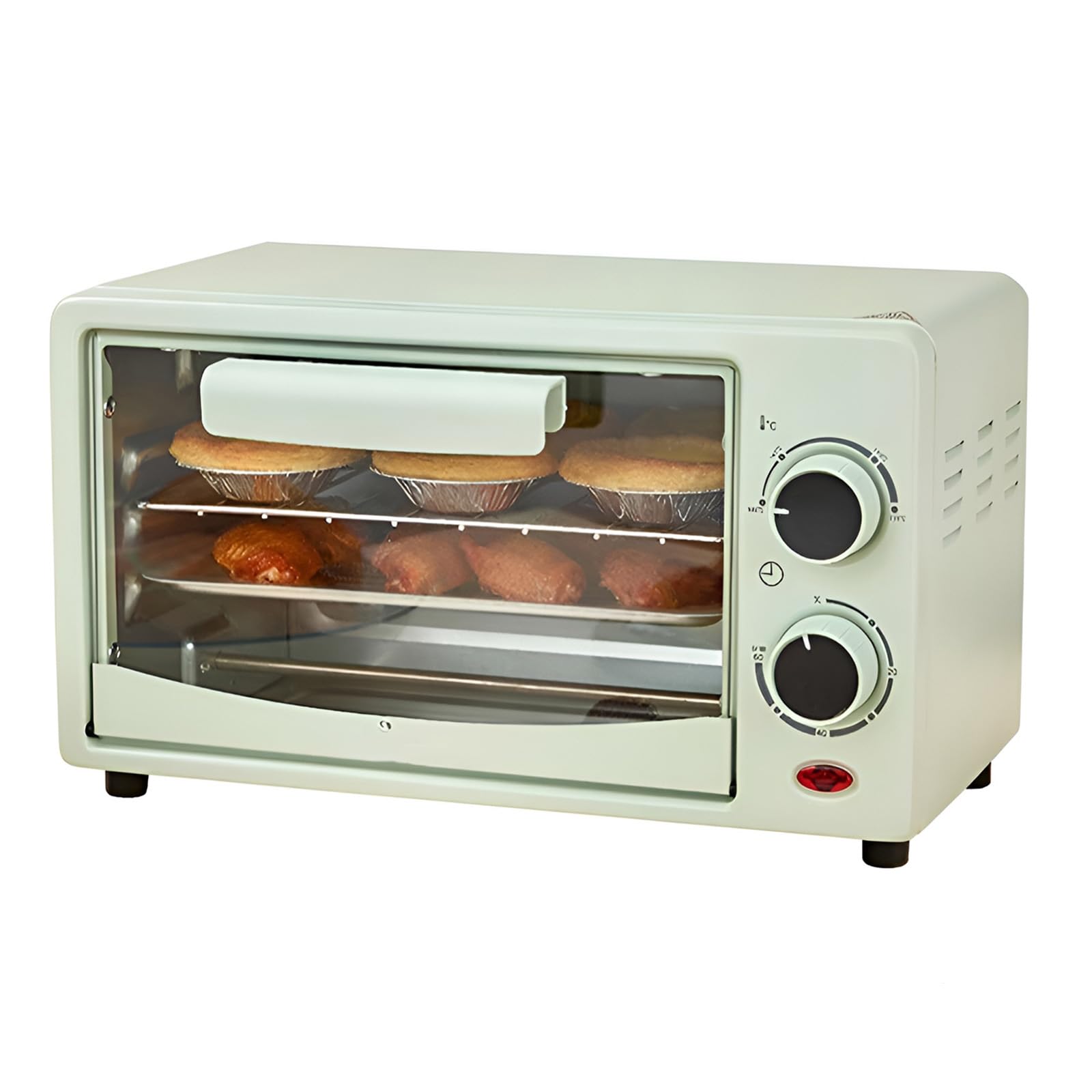 Mini forno elettrico con funzione friggitrice ad aria, 12 litri, tostapane a convezione da banco con temperatura regolabile da 0 a 230 °C e timer di 30 minuti, ideale per arrostire, cuocere al fo