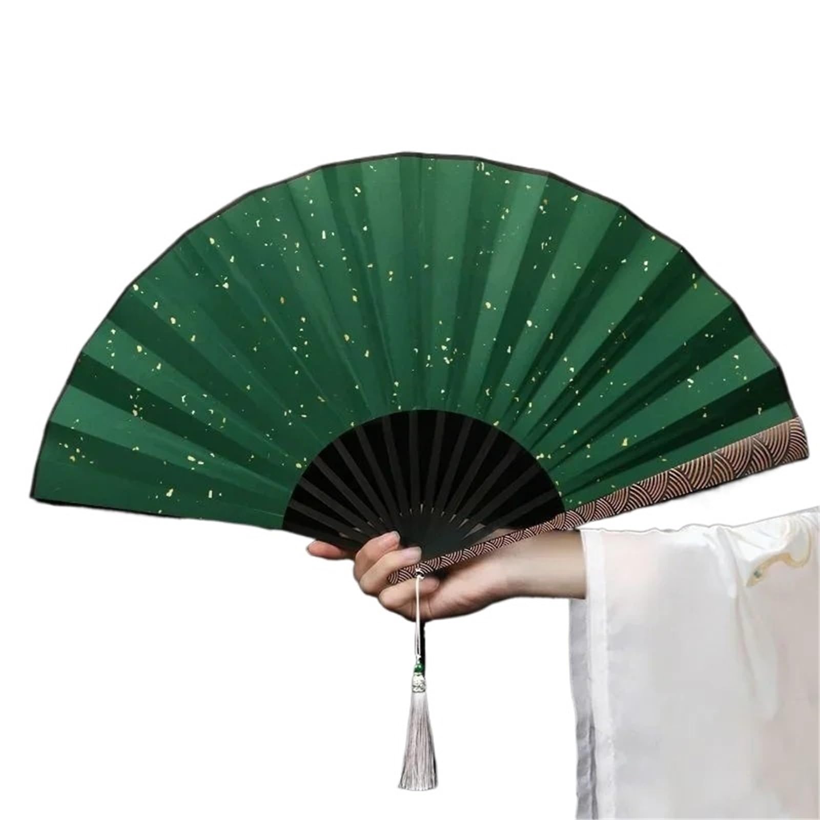 WSQHAO 4Pcs Cloud Pattern Fine Carved Rice Paper Folding Fan Antique Sea Wave for Summer