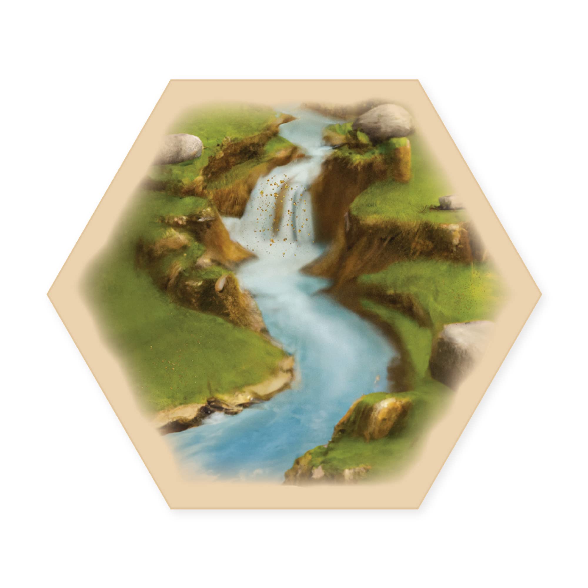 Gold River Hex Scenario Game Pieces compatible with Catan's Settlers of Catan, Seafarers, and Catan Expansions (1 Hex)