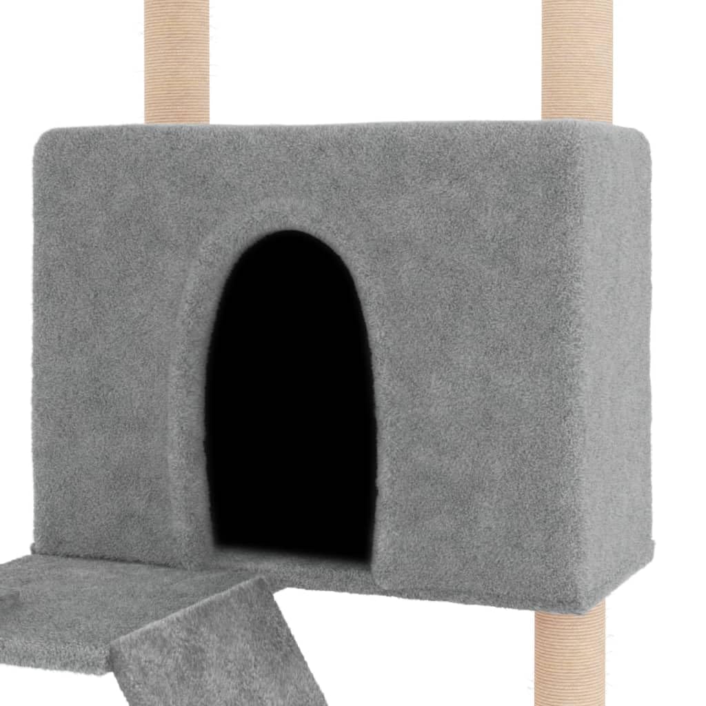 Homgoday Tiragraffi per gatti con tiragraffi in sisal, grigio chiaro, 143 cm, torre tiragraffi a torre, casa per arrampicata per gatti multilivello, centro attività per gatti, animali e articoli per