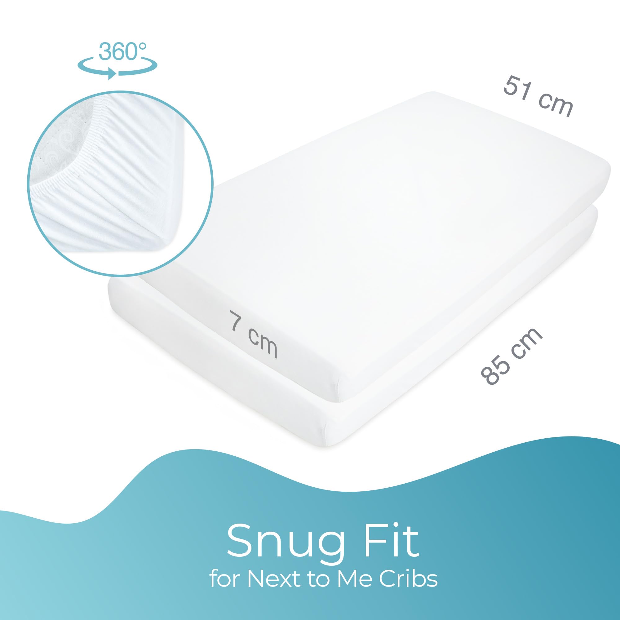 Next To Me Crib Sheets 51x85cm – Award-Winning 2 Pack Organic Cotton White Bedside Crib Fitted Sheets – Soft Breathable Tutti Bambini CoZee Fitted Sheets for Daily Use — view 6