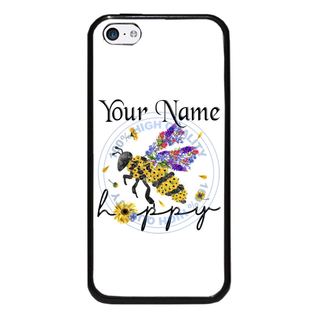 BRGiftShop Personalized Custom Name Positive Inspirational Floral Bumblebee Be Kind Happy Rubber Phone Case for iPod Touch 5th & 6th Generation
