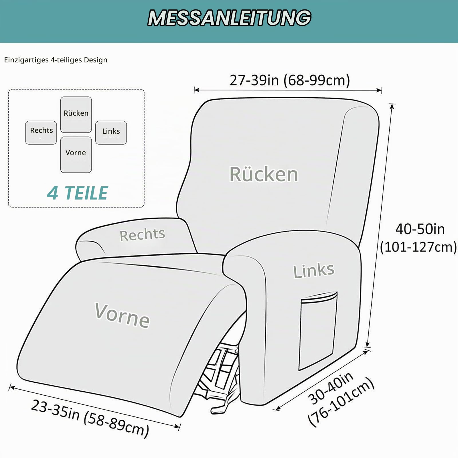 Stretchhusse für Relaxsessel rutschfest-Beige-1 Sitzer
