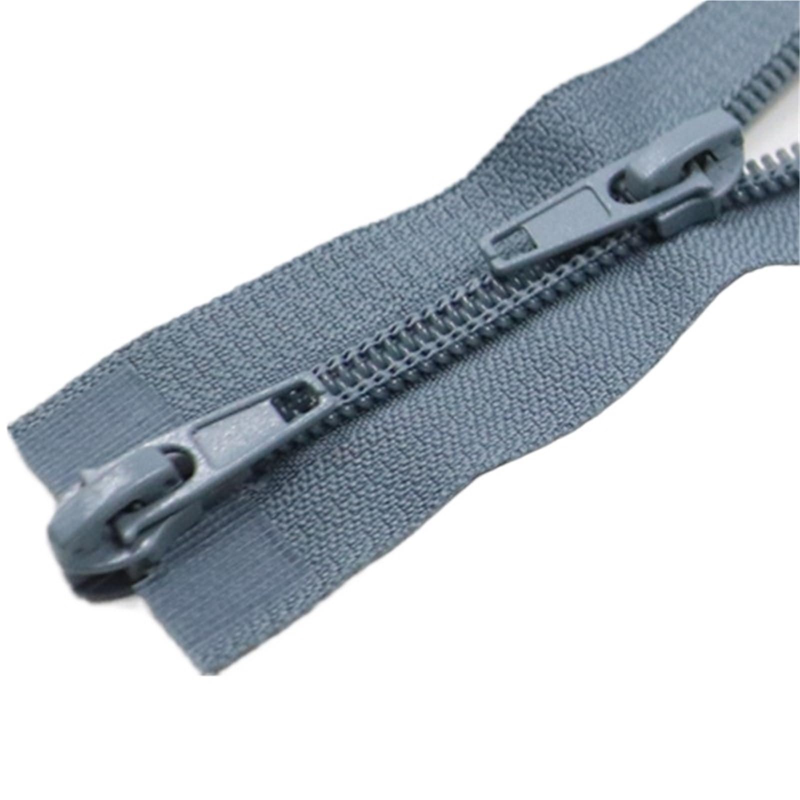 Zippers Sewing, Two-Way Separating Zipper 5# Nylon Double Slider Multicolor 60-500cm for Sewing(Grey-60cm)