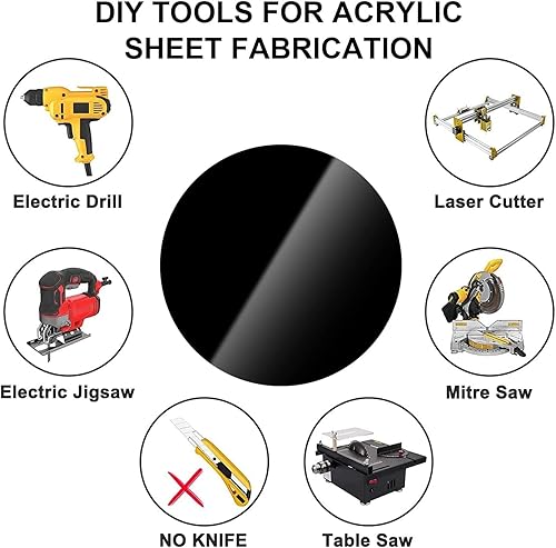 Miniatura 6 de DARENYI Paquete de 10 hojas acrílicas negras hojas de plexiglás de 8 pulgadas de grosor de 004 pies paneles de plexiglás disco de acrílico para