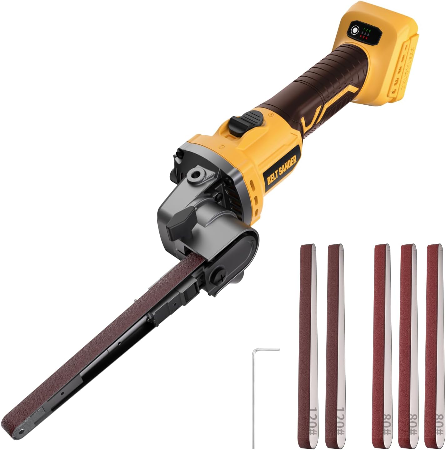 20V MAX Cordless Bandfile Sander Compatible with DeWalt 20V Battery, 6 Variable Speed, Rotate 170° Adjustable, Quick Belts Change, Power Tool Belt Sander for Woodworking, Paint, Metal Rust (Tool Only)