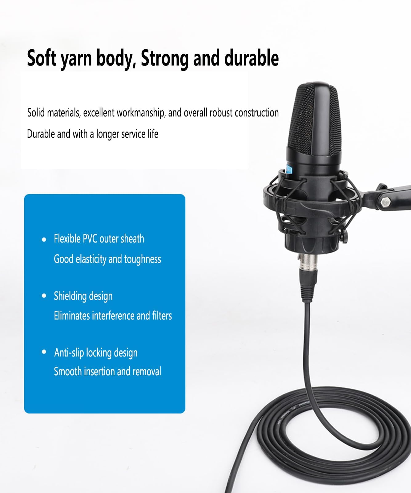 Cavo microfono XLR a 5 pin, cavo connettore XLR a 5 pin, cavo audio per microfono da XLR maschio a femmina, cavo per microfono e interfaccia audio, compatibile con tutti i microfoni a tubo (2