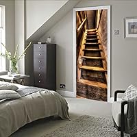 Vista 166 de 3D Pegatina de pared adhesiva para puerta - Poster de película de escaleras antiguas Premium PVC impermeable para pared de dormitorio y sala