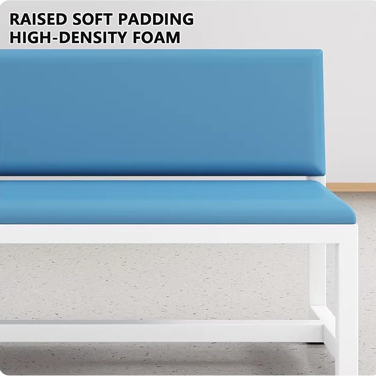 Recept Chair with Ergonomic Backrest, PU Leather Padded Seat, Office Waiting Room Bench, 130cm/51.2in, Ideal for School, Clinic, Entryway Seating