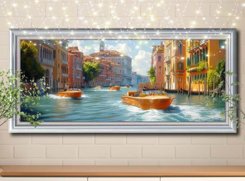 5D DIY Zestaw do malowania diamentowego łodzi, wody miasta, diamenty kryształ ścieg krzyżykowy do dekoracji domu, pełny zestaw do malowania diamentowego, puzzle diamentowe rzemiosło dla dorosłych