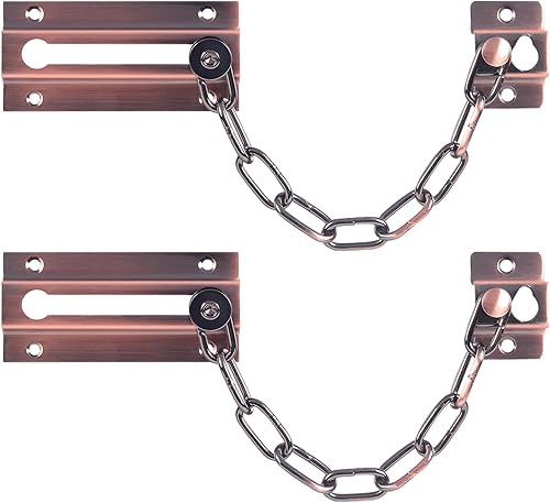 Miniatura 8 de Paquete de 2 cerraduras de cadena para puerta, cerraduras de cadena de acero inoxidable para puerta interior, grosor premium con 12 tornillos