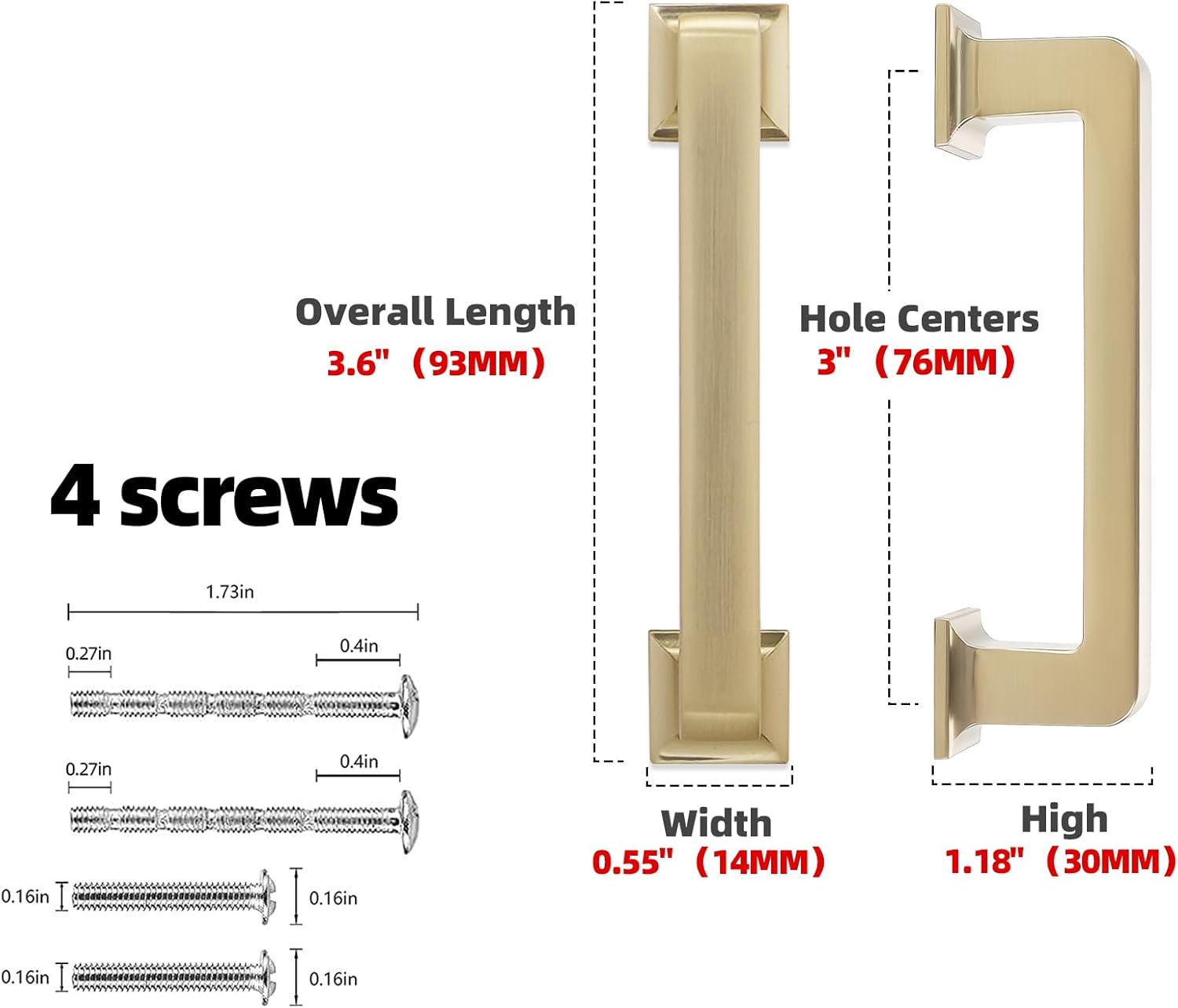 10 Pack Champagne Bronze Cabinet Pulls 3 Inch(76mm) Kitchen Cabinet Handles Cabinet Hardware for Drawer Pulls