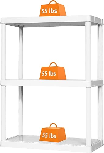 Miniatura 9 de Gracious Living Knect-A-Shelf - Sistema organizador de 3 estantes para el hogar, garaje, sótano y lavandería, color blanco