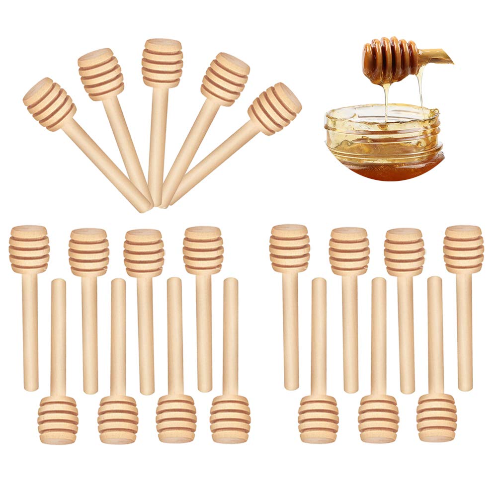 Buy 20Pcs Honey Sticks Mini Honey Comb, 8cm Wooden Honey Dipper Honey