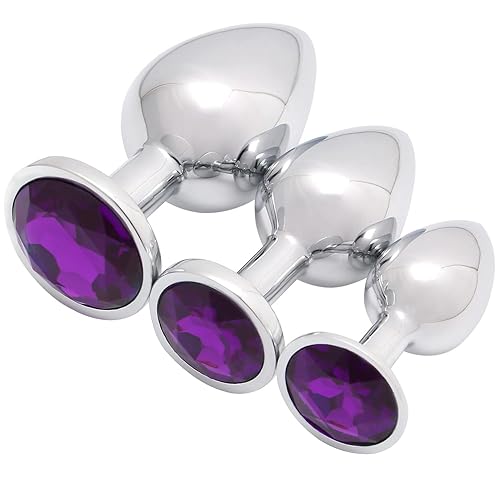 Akstore 3 Pcs Luxury Jewelry Design Fetish Anal Butt Plug(Purple) - Purple - 3 Piece Set
