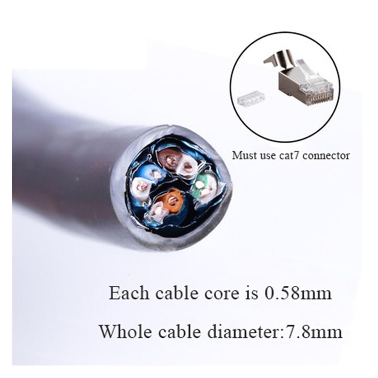 QS6169A Cavo di Rete Cat6a Doppia schermatura Cablaggio di Rete Gigabit con doppino Intrecciato (Size : 1M)