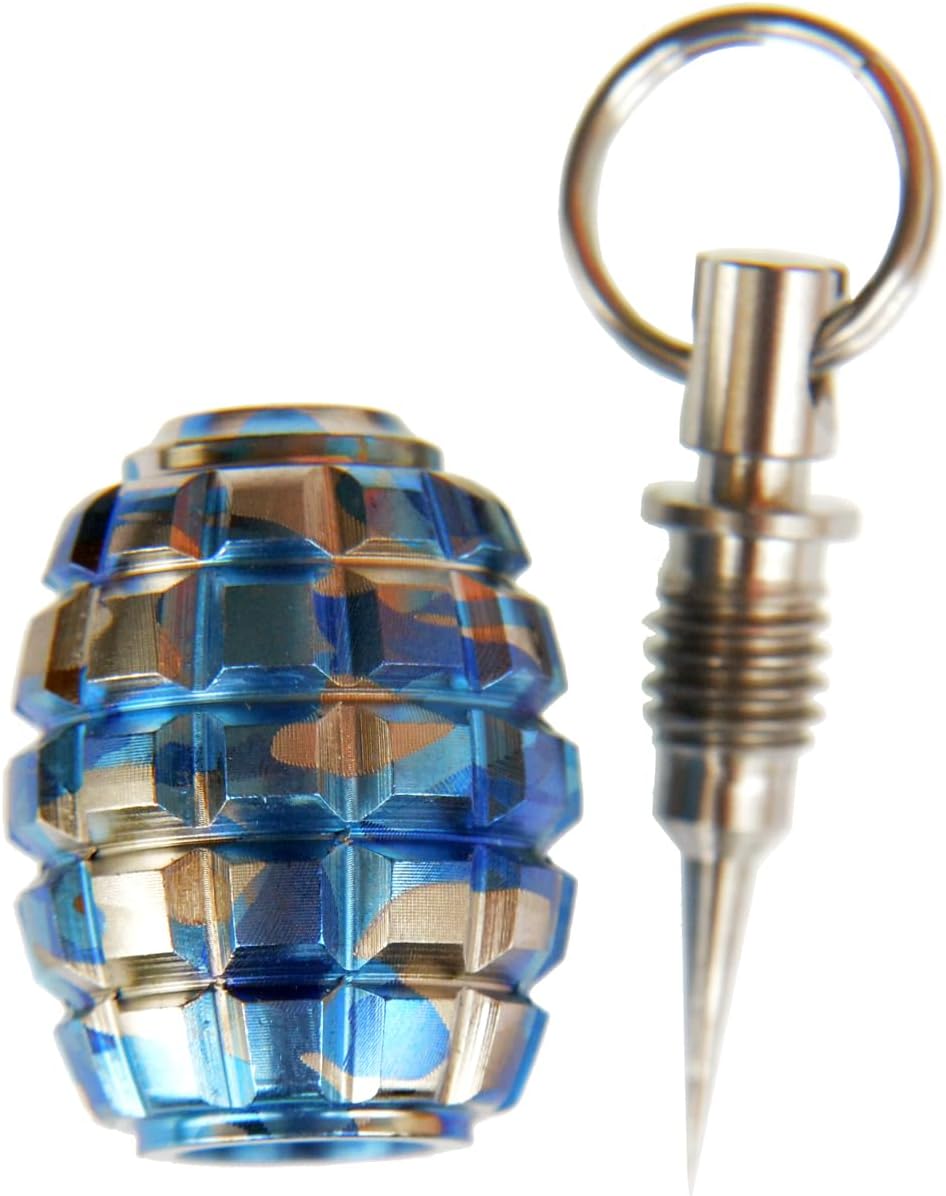 Barrel Shape Grenade Texture, Solid Titanium Ti TC4 CNC Lanyard Big Bead, for EDC DIY Paracord Accessories, Knife Lanyard Beads, Necklace Pendant Beads,MGQK (Navy Camouflage) - Image 6