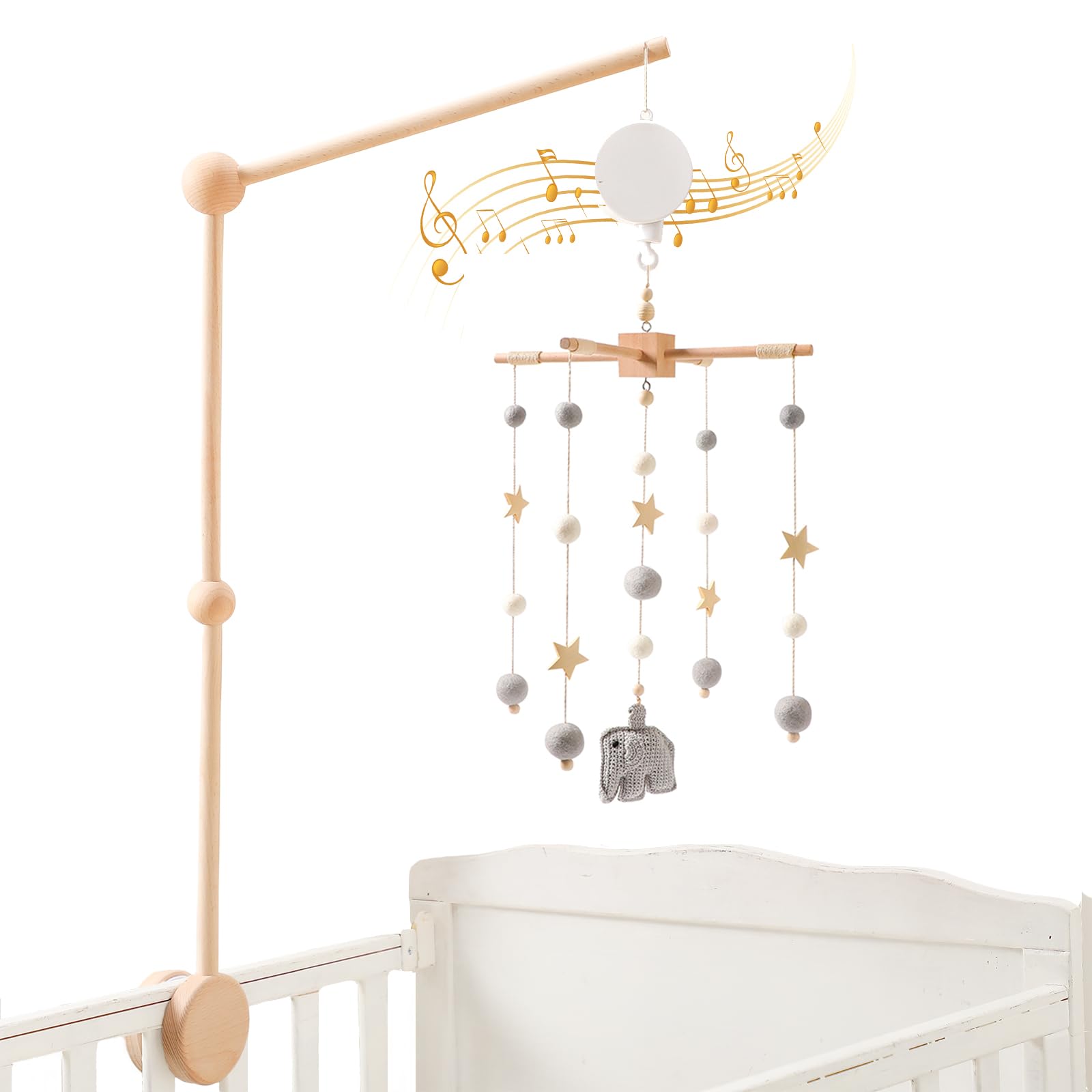 Amazon | ベッドメリー アーム オルゴール 手巻き ベビー メリー 木製