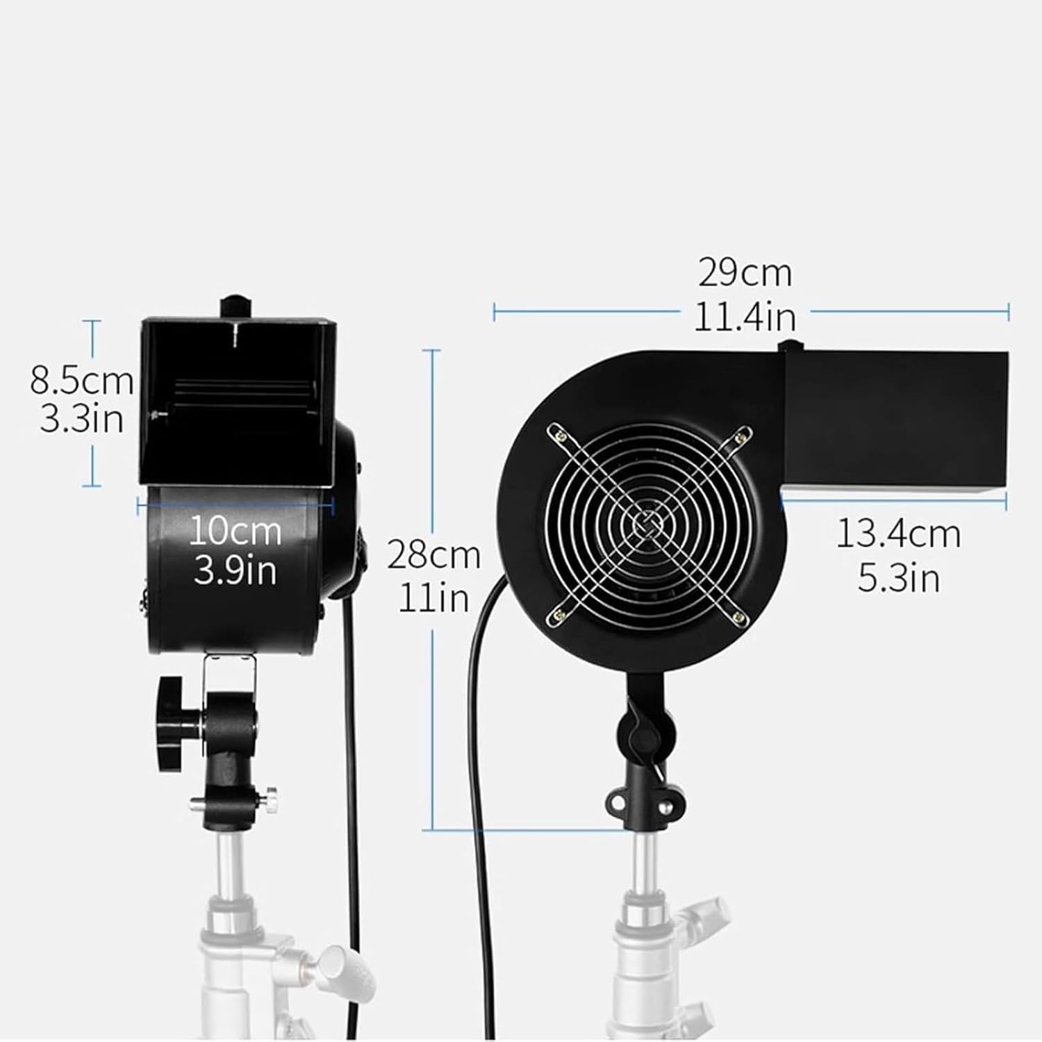 Ventilador portátil de fotografía para efectos de viento, ángulo ajustable, control de velocidad variable para escenario y grabación de video
