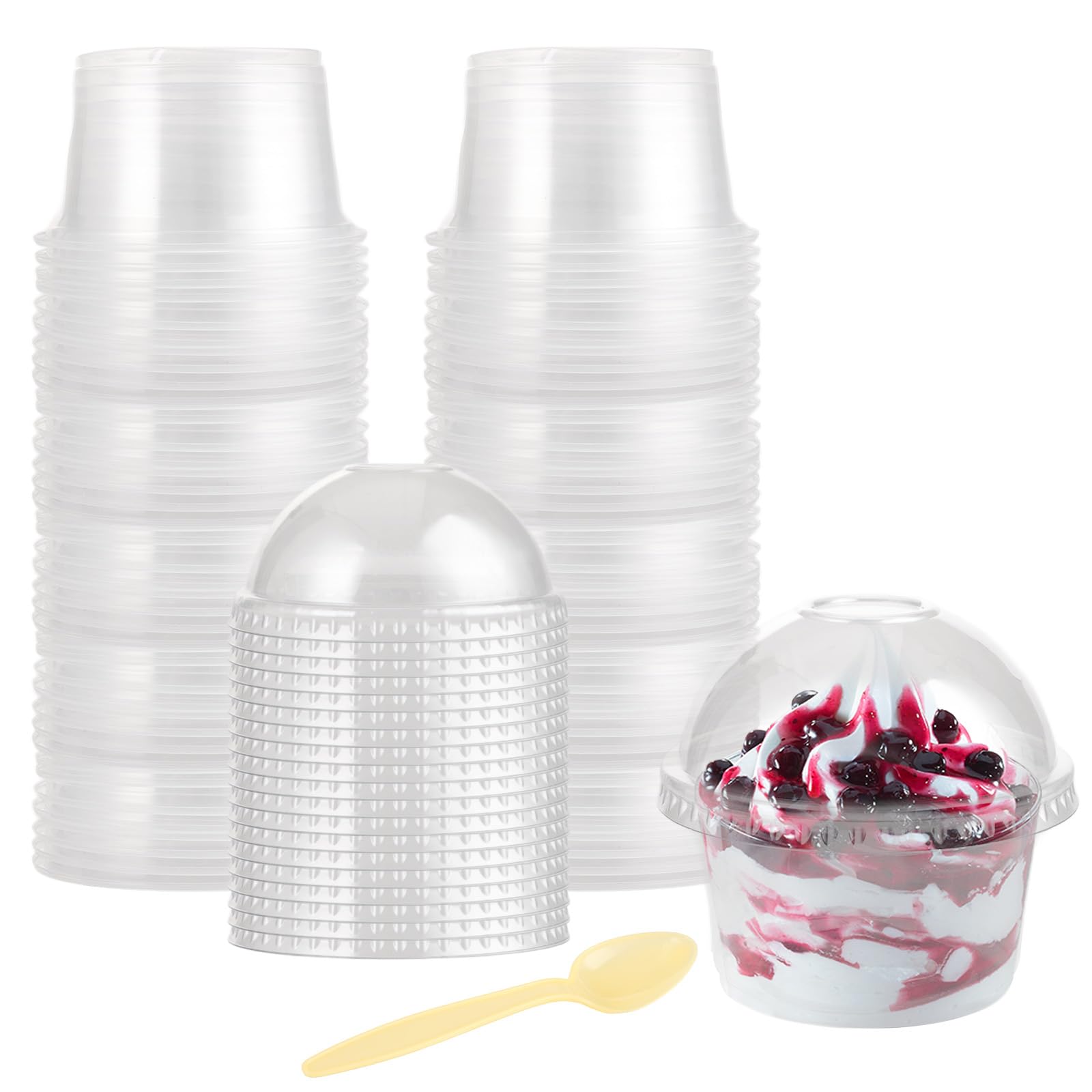 Produktbild von 100 Weiße Dessertschalen Aus Kunststoff – Wiederverwendbar, 8 Unzen, Für Party & Catering