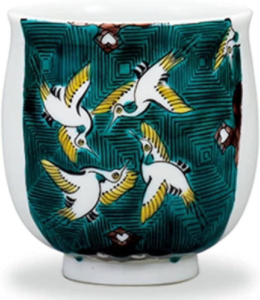 Amazon | 九谷焼 湯呑 古九谷風鶴かるた文/大志窯 | 九谷 | 湯呑み 通販