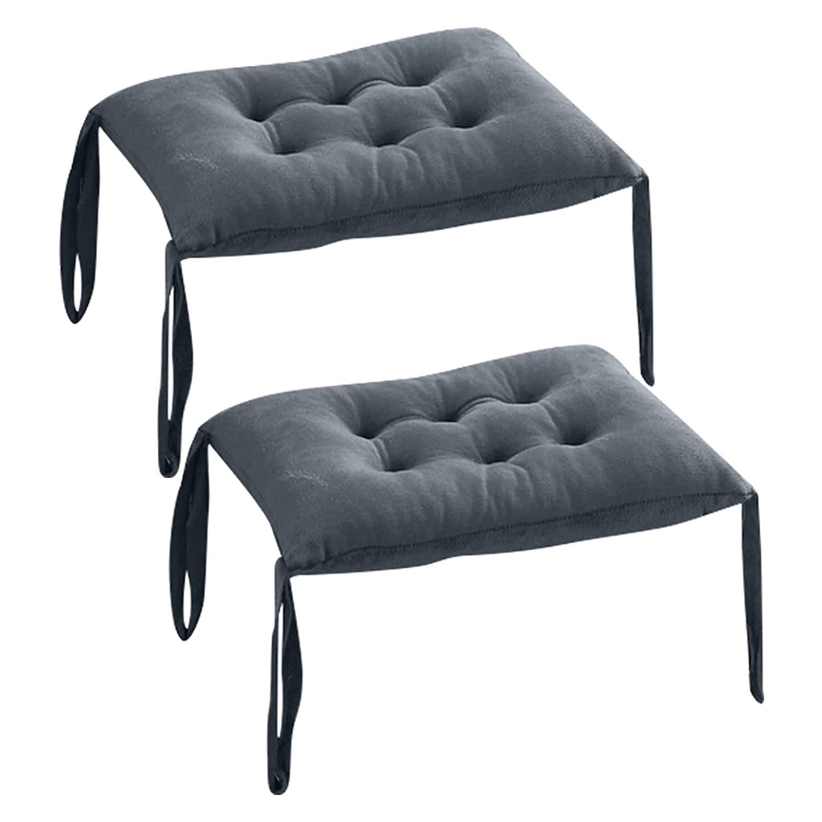 CFMYTX Set of 2 Rectangle Chair Pads, Non Slip Seat Cushion with Ties for Bar Stool Home School Office(Gray,24 * 36 * 6cm)