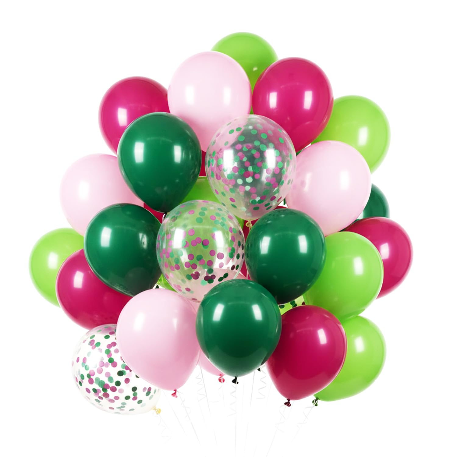 12inch 50pcs Pink and Green Latex Balloons,Pink and Green Confetti Balloons for Baby Shower Hawaiian Summer Tropical Theme Party Decorations