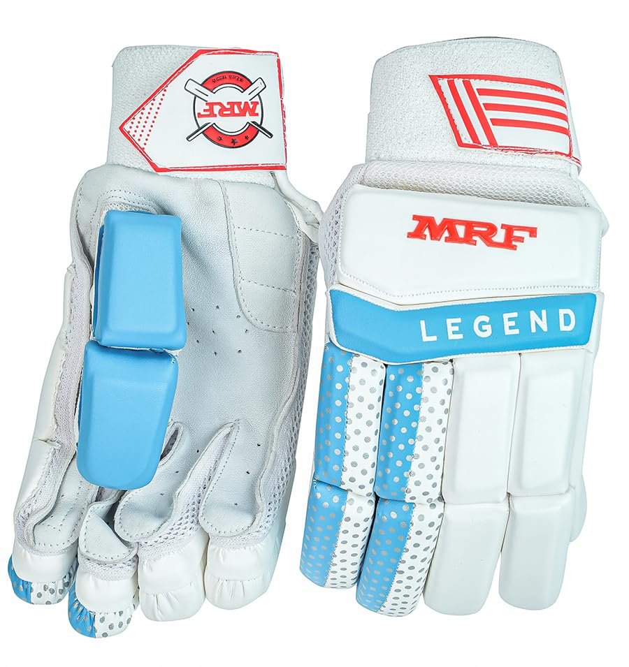 AASHRAY MRF Legend Cricket Batting Gloves (White/Blue, Mens, Right) (B0D7HV262J) Amazon Price History, Amazon Price Tracker
